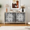 Sideboard Buffet Cabinet, Storage Cabinet With Storage, Modern Storage Cabinet With 4 Doors & Adjustable Shelves For Living Room, Dining Room, Kitchen And Entryway - Black / Natural - Image 4