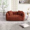 Soft Beanbag Chair With High Resilience Foam Core For Two People, The Comfortable Square Recliner Sofa Is Ideal For Family Members And Friends Engaged In Games, Reading, Watching TV - Red / Brown - Image 15