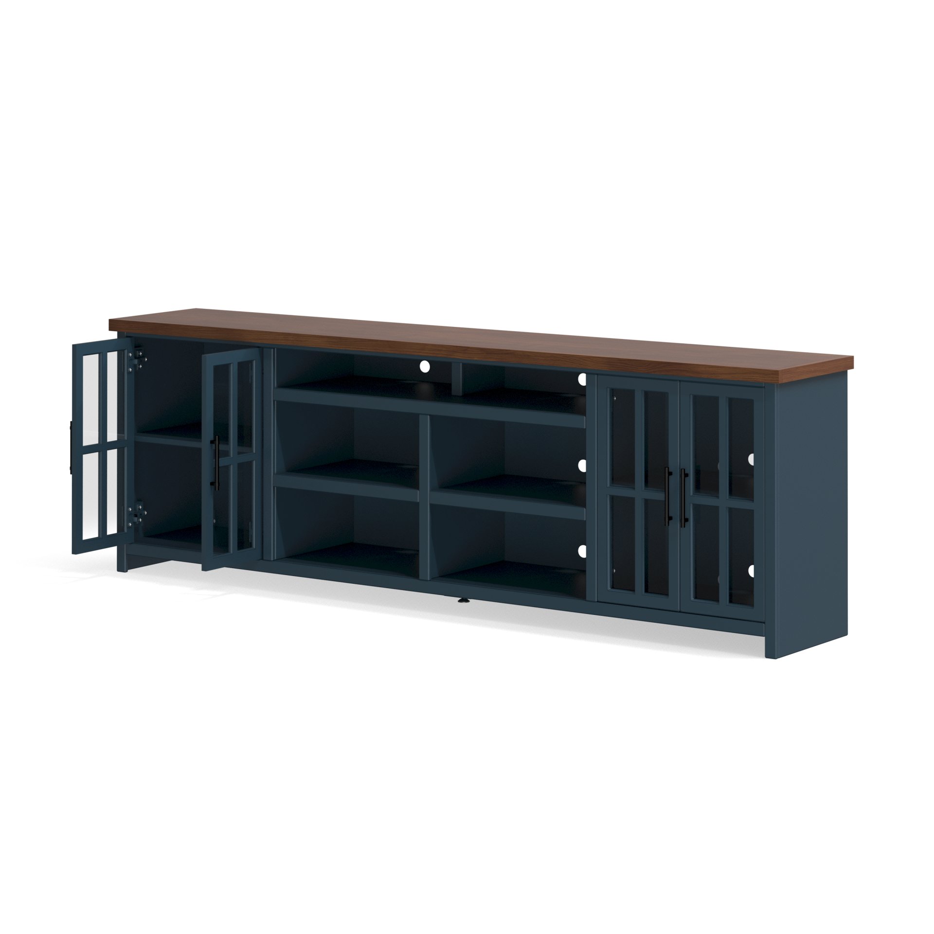 Nantucket - TV Stand Console For TVs Up To 100" - Blue Denim, Whiskey - Image 9