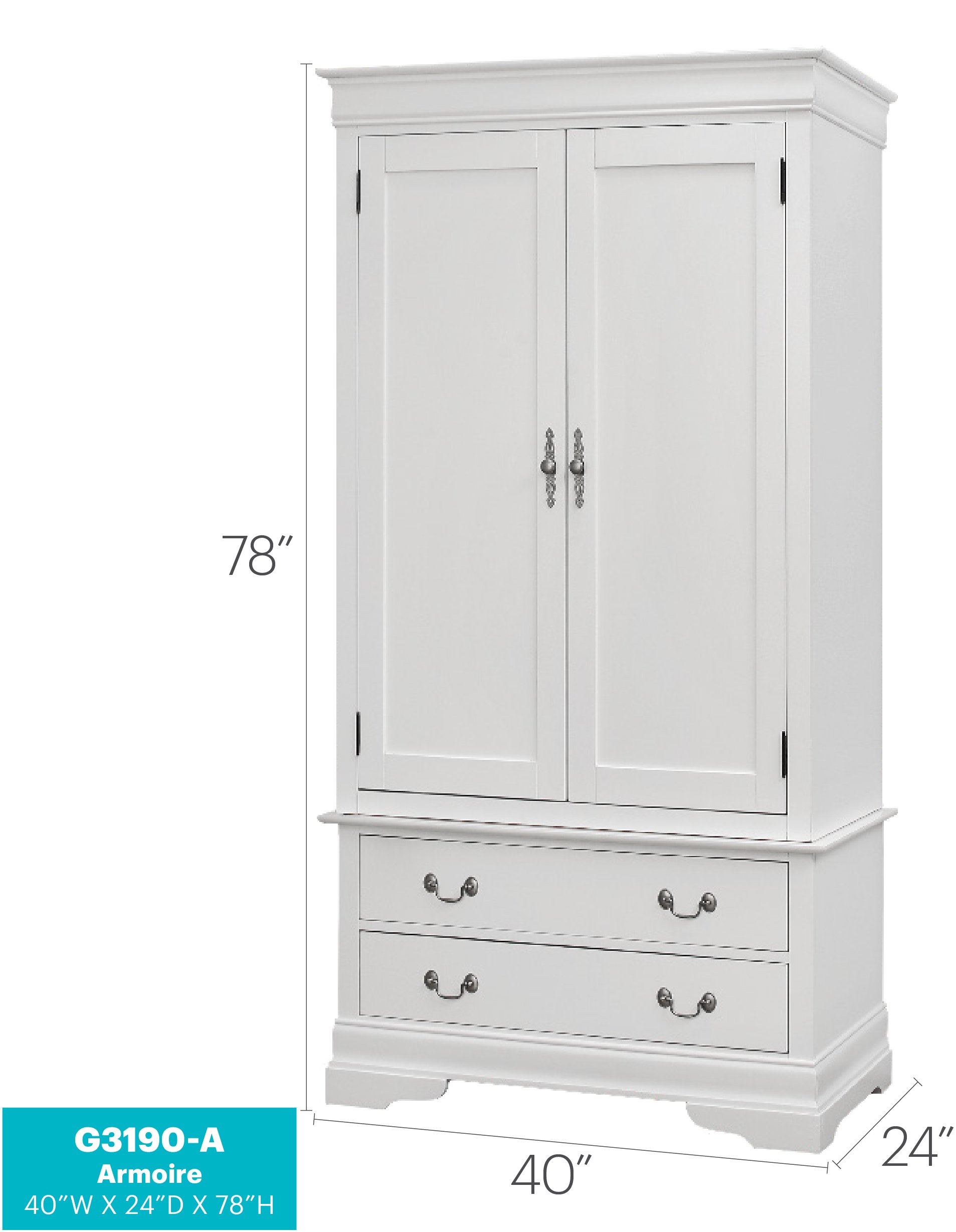 Elegant Traditional Armoire - White - Image 8