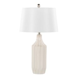 Stella - Contemporary Table Lamp - Gloss Cream / White