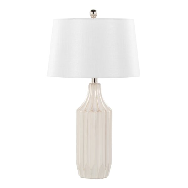 Stella - Contemporary Table Lamp - Gloss Cream / White