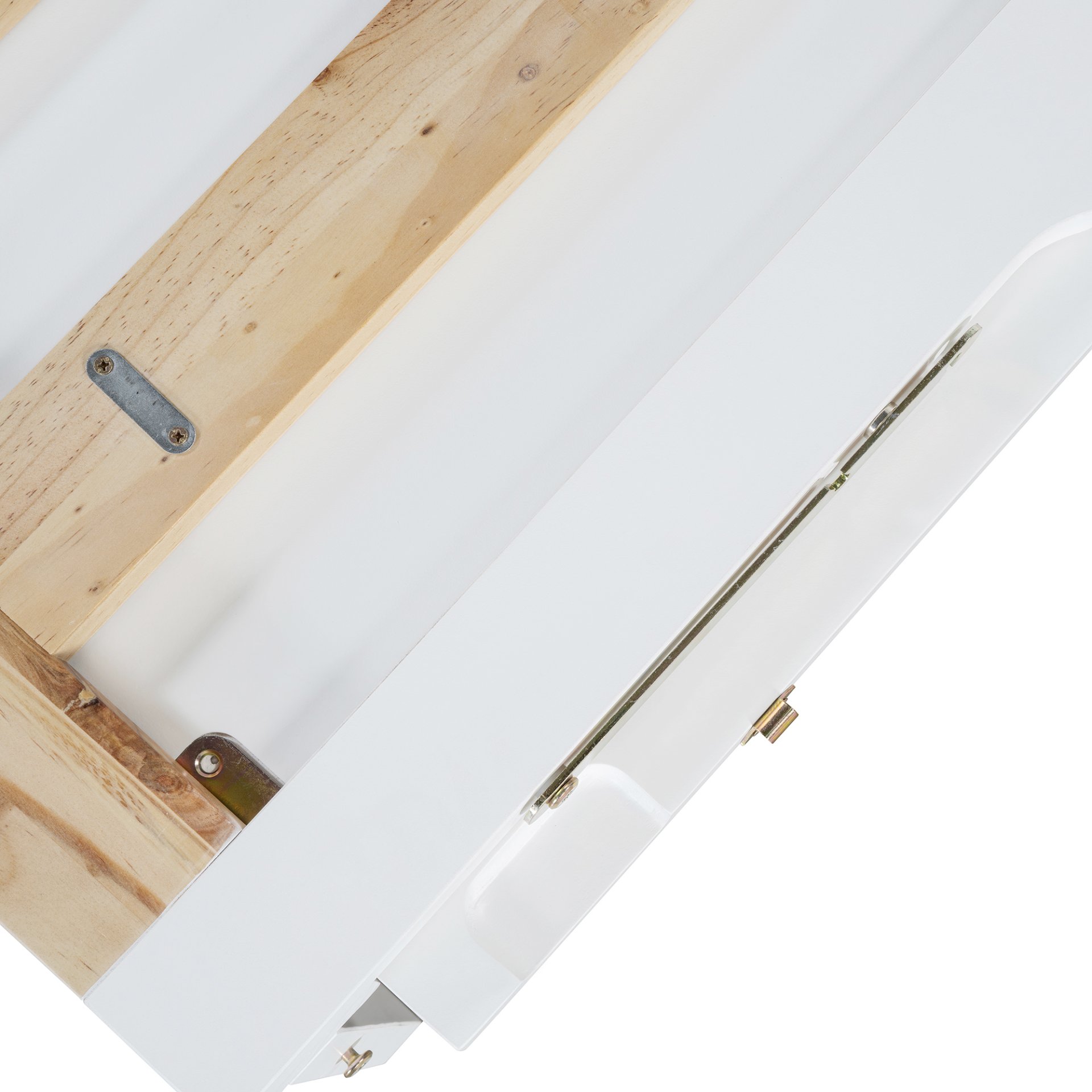 Queen Size Murphy Bed With Iron Legs, Modern Design - White - Image 20