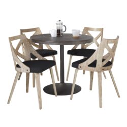 Dakota Charlotte - 5 Piece Contemporary Dining Set - Espresso / Whitewashed / Blue