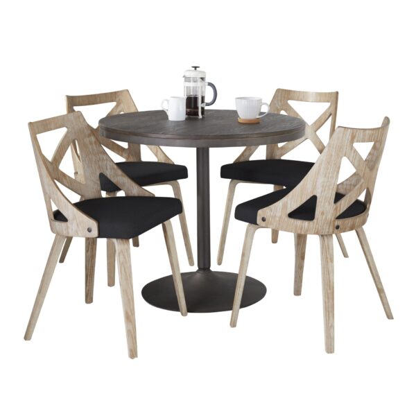 Dakota Charlotte - 5 Piece Contemporary Dining Set - Espresso / Whitewashed / Blue