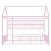 Full Size Bed House Frame With Fence And Shelves - Pink - Image 16