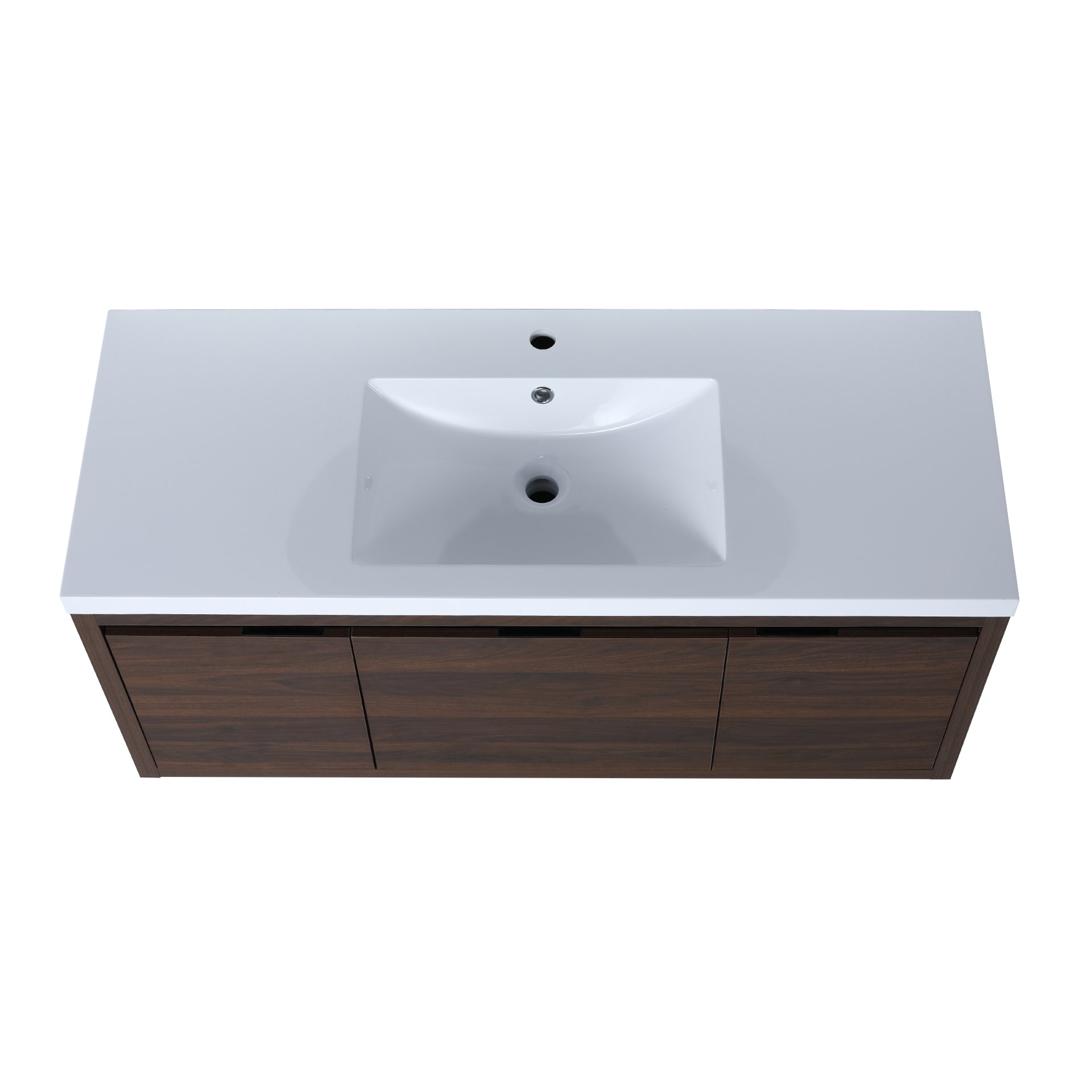 Floating 48" Bathroom Vanity With Resin Sink And Soft Close Doors California Plywood - California Walnut - Image 12