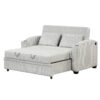 Pull Out Sofa Bed Modern Chenille Convertible Loveseat Sofa With Adjsutable Backrest, 2 Pillows, Cup Holders, USB Ports For Living Room, Apartment - White / Gray - Image 16