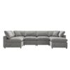 Modern Modular Cloud Sofa Bed, 6 Seat Chenille Sectional Couch Set With Ottoman, Free Combination, Convertible U Shaped Sleeper Sofa - Gray - Image 25