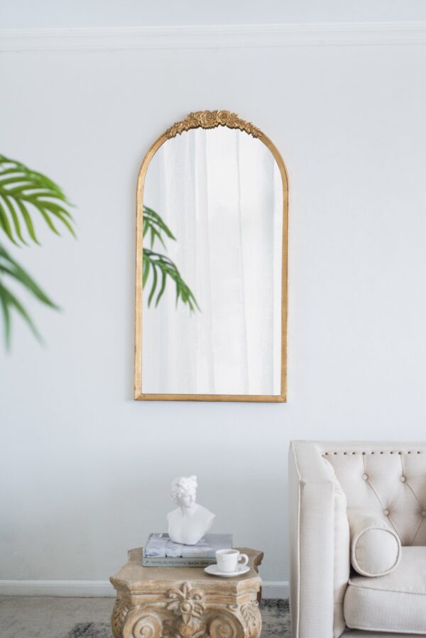 Wood Floor Mirror, Full Body Mirror Dressing Make Up Mirror For Bathroom - Gold