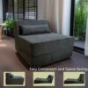 Three In One Folding Sofa, Convertible Bed, Easy To Carry Outdoors, Suitable For Living Room, Bedroom, Lounge, Outdoor - Dark Gray - Image 9