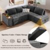 L Shaped Couch With Pull Out Bed And Storage Sectional Sleeper Sofa With Hidden Storage, Wide Armrest With Storage, For Living Room, Apartment, Bedroom, Office - Gray - Image 20