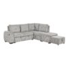 Sectional Sofa Pull Out Sofa Bed L - Shaped Sofa With Movable Ottoman And Stool, Large Storage Space, A Cup Holder, And 2 USB Ports For Living Room - Light Gray - Image 16