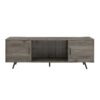 Mid-Century Modern 2 Door 70" TV Stand For 80" TVs With Glass Shelf - Slate Gray - Image 5