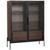 Modern Minimalist Style LED Curio Cabinet With Tempered Glass Door, Metal Legs - Black / Dark Walnut - Image 9