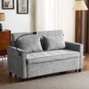 Loveseat Sofa Pull Out Sofa Bed Sleeper Sofa With A Reversible Backrest Cushion, Side Pockets, 2 USB Ports And A Phone Holder For Living Room - Gray - Image 6