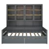 Full Size Daybed With Glass Door Storage Cabinets, Built In LED Lighting And Shelves - Gray - Image 7