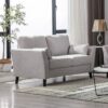 Damian - Woven Fabric Loveseat - Light Gray - Image 4