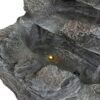 4 Tiered Rock Waterfall Fountain With LED Lights, Outdoor Garden Decor, Weather Resistant - Gray - Image 12
