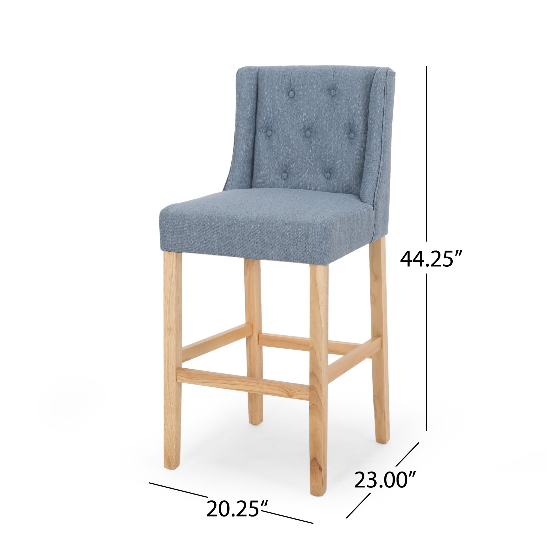 Ethereon - Fabric Tufted Counter Stool (Set of 2) - Light Blue - Image 3