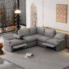 Power Recliner Corner Sofa Home Theater Reclining Sofa Sectional Couches With Storage Box, Cup Holders, USB Ports And Power Socket For Living Room - Gray - Image 4