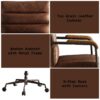 Harith - Retro Top Grain Leather Office Chair - Brown - Image 4