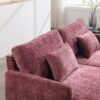 Mid Century Modern Chenille Fabric Loveseat Sofa, 2 Seat Upholstered Couch With Wood Feet - Wine Red - Image 14