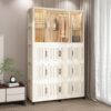 Portable Wardrobe Closet Storage Organizer With Magnetic Doors, Polypropylene - Cream White - Image 7