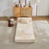 Convertible Floor Sofa Bed With Fixed Shape Frame For Living Room - Beige - Image 11