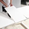 Square Extendable Dining Table With Metal Leg, Modern Space Saving Kitchen Table For Living Room - Antique White - Image 3