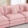 Contemporary Modular Sectional Sofa L Shaped 3 Seater With Movable Ottoman 105 Inch - Pink - Image 7
