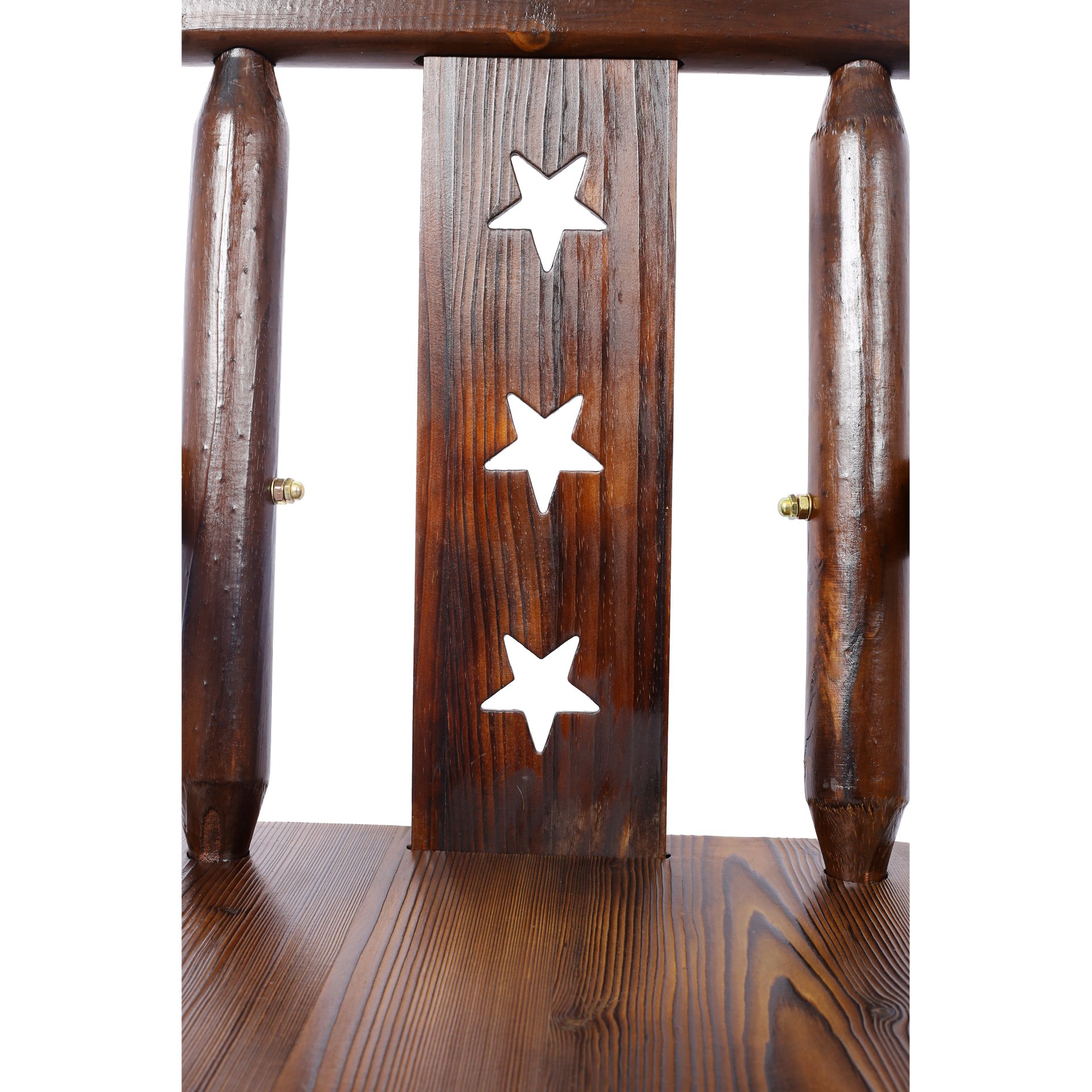 Rustic Tall Bistro Chair Decorative Star Backrest And Footrest, Fir Wood, 4 Foot - Brown - Image 13