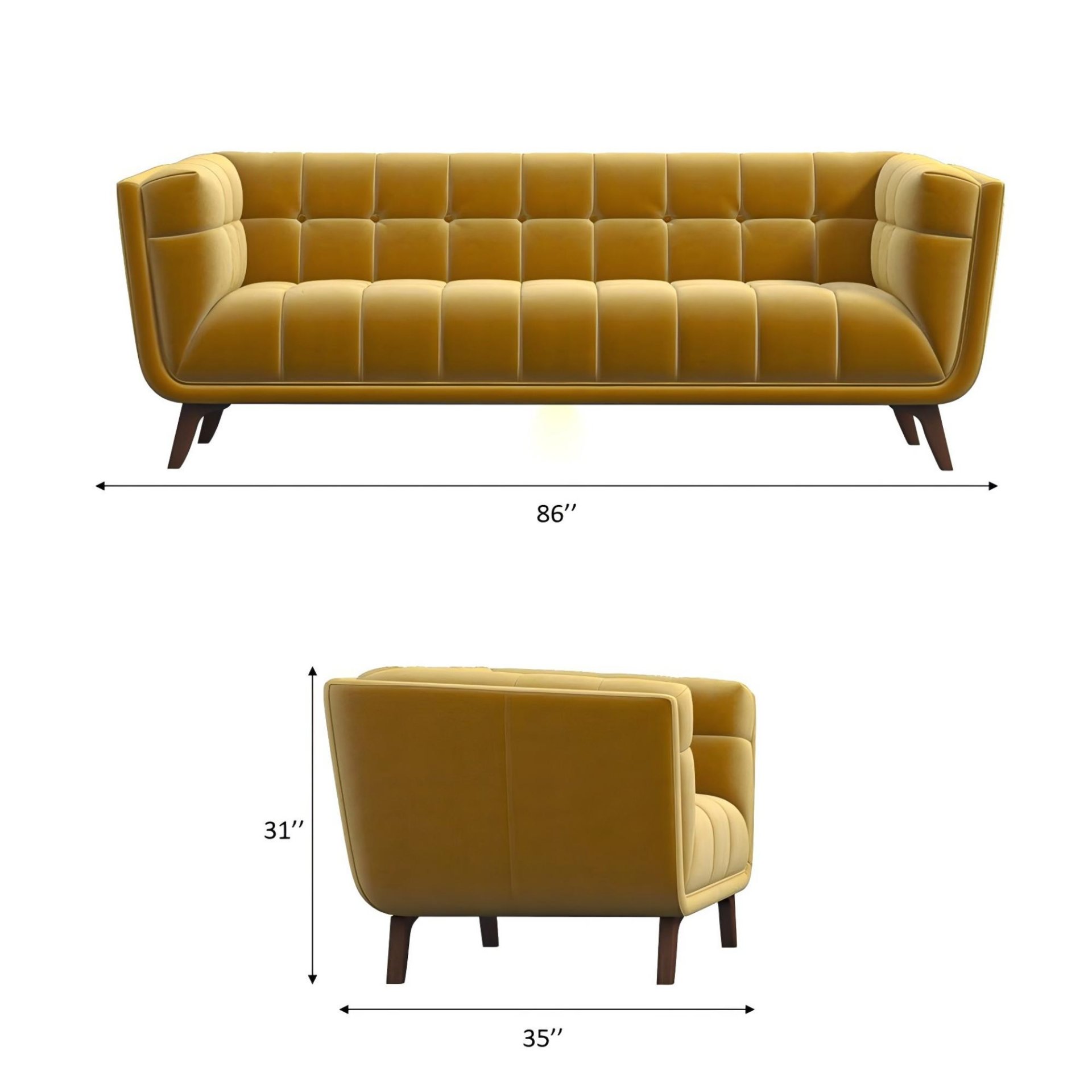 Addison - Large Velvet Sofa - Gold - Image 7