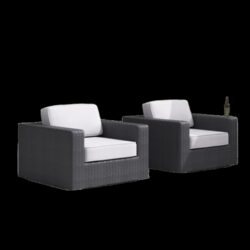 Patio Chair With Cushions (Set of 2) - Black / Gray