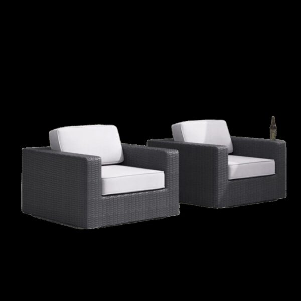 Patio Chair With Cushions (Set of 2) - Black / Gray