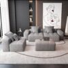 Modern Oversized Modular Sectional Sofa, Sparkling Fabric Soft Cushion Sofa With 6 Pillows, 6 Pieces Diy Combination Tufted Sofa, No Assembly Required - Gray - Image 13