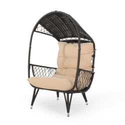 Doris - Outdoor Wicker Standing Basket Chair With Cushion - Brown