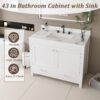 43" Bathroom Vanity With Artificial Marble Carrara Top Set, Multi Functional Bathroom Cabinet With Doors And Drawer - White - Image 6
