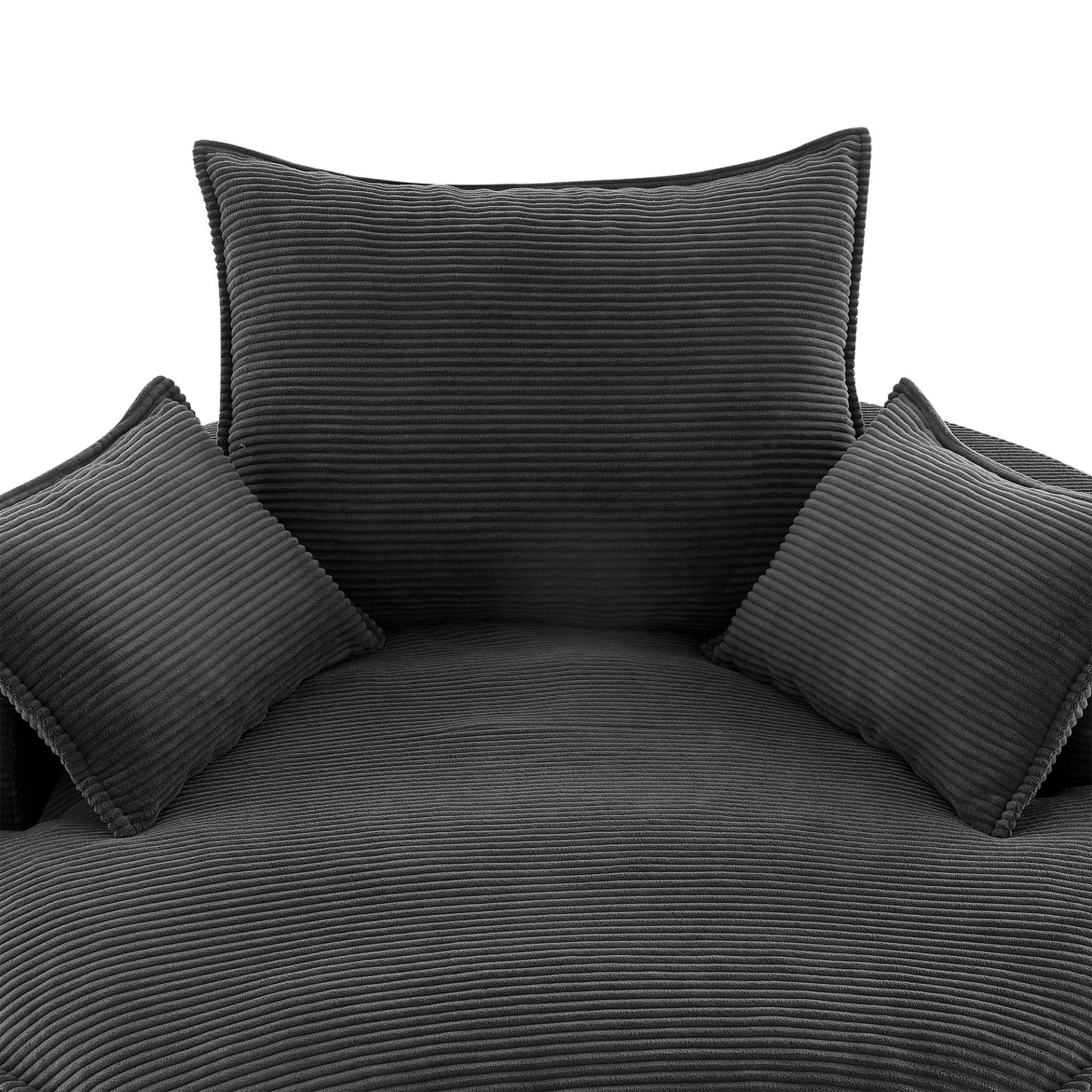 Modern 360° Swivel Sofa Chair With Dual Layer Cushion And Removable Pillows Corduroy - Black - Image 21