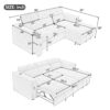Multi-Functional Pull-Out Sofa Bed L-Shape Sectional Sofa With Adjustable Headrest, Wireless Charging, Cup Holders And Hidden Storage For Living Room - Beige - Image 3