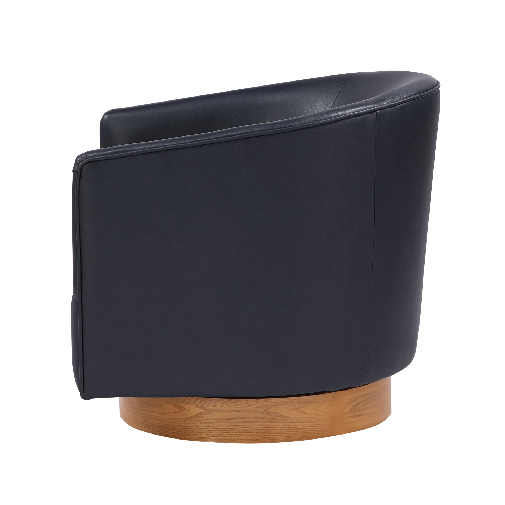 Maisy - Barrel Swivel Chair With Wooden Base - Blue - Image 8
