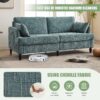 Modern Style Chenille 2 Seater Wood Legged Sofa With LED Light, USB Charging Port And Storage Bag - Lake Blue - Image 6