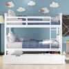 Full Over Full Bunk Bed With Twin Size Trundle And Ladder - White - Image 9