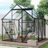 6X6Ft-Black Polycarbonate Greenhouse Raised Base And Anchor Aluminum Heavy Duty Walk-In Greenhouses For Outdoor Backyard In All Season (W540S00002) - Black - Image 4