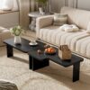 Modern Minimalist Coffee Table Set, Rectangle Coffee Table With Splicing Design, Multifunctional Combination Table For Living Room - Black - Image 5