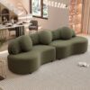 Modern Living Room Sofa Lamb Velvet Upholstered Couch, Furniture For Home Or Office - Green - Image 3