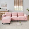 Teddy Fleece Creative Sofa Can Be Assembled Into A Two-Seater Sofa Plus A Single Couch With Three Waist Pillows To Perfectly Stretch Your Waist For Small Apartment Bedroom Spaces - Pink - Image 7