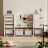 Kids Toy Storage Organizer With 8 Removable Toy Bins, 4 Tier Bookshelf, And 2 Cabinet Storage - Gray / Ivory - Image 2