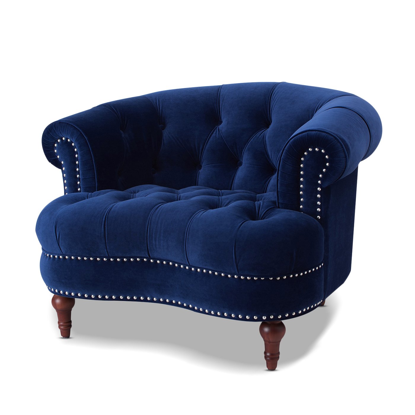 La Rosa - Victorian Tufted Upholstered Accent Chair - Navy Blue - Image 6