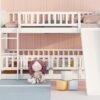 Full Over Full Low Bunk Bed With Slide, Fence And Ladder For Toddler - White - Image 16